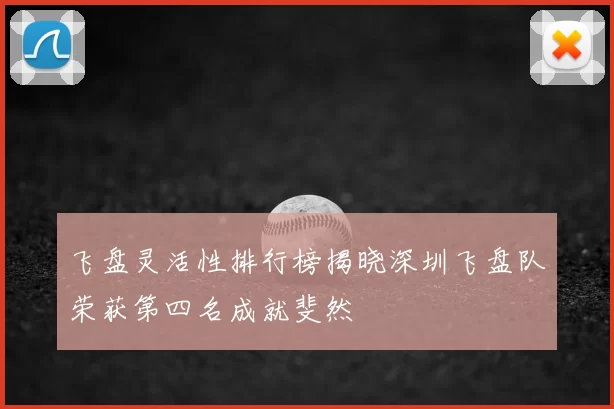 飞盘灵活性排行榜揭晓深圳飞盘队荣获第四名成就斐然